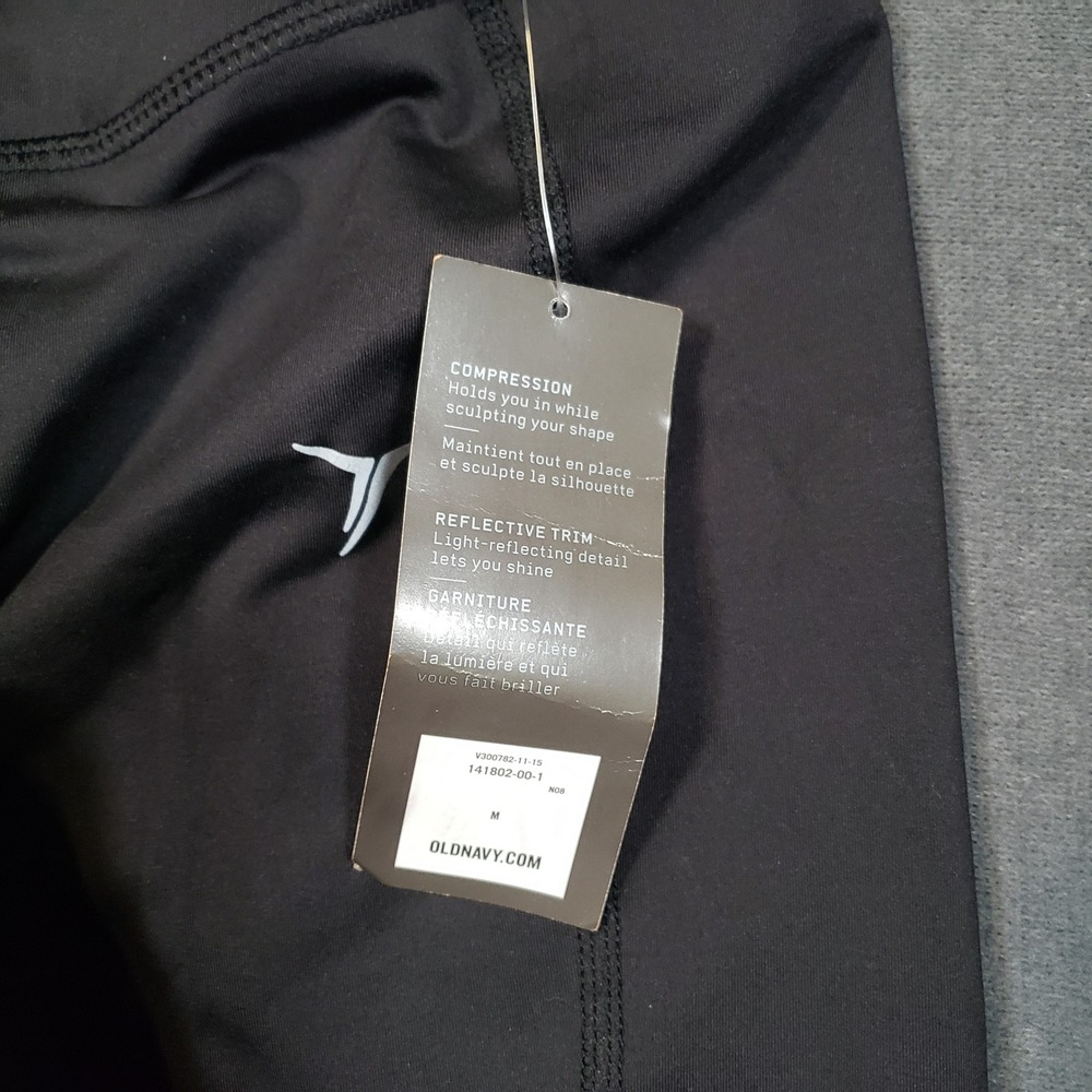 Old Navy Active Leggings Womens Medium Black Go-Dry Compression Reflective - Picture 6 of 11